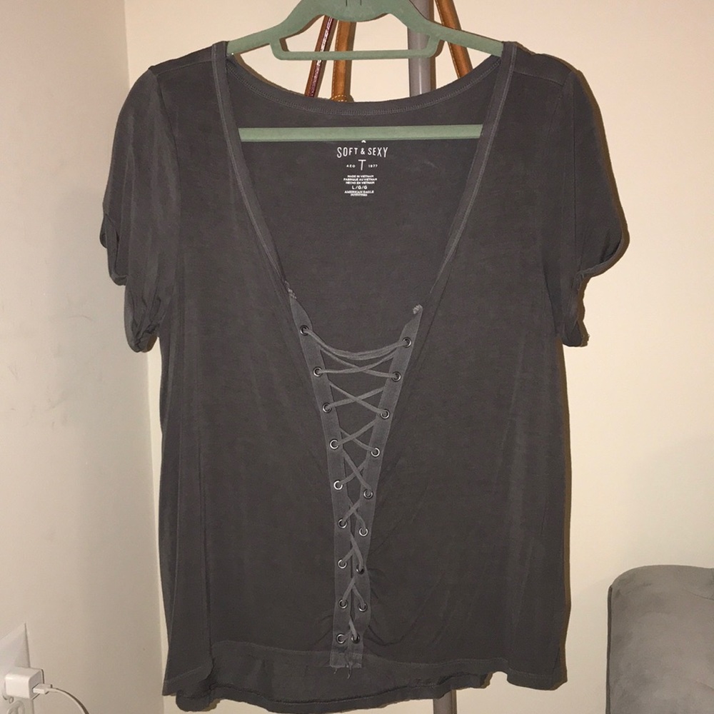 Gray top with laces